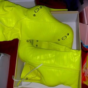 lime green crocodile skin boots dupe